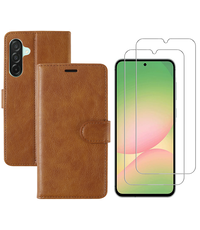 Ntech Hoesje geschikt voor Samsung Galaxy A56 bookcase Bruin - Met screenprotector - 2x