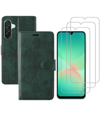 Ntech Hoesje geschikt voor Samsung Galaxy A26 bookcase Groen - Met screenprotector - 3x