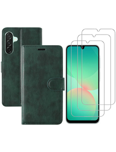 Ntech Hoesje geschikt voor Samsung Galaxy A26 bookcase Groen - Met screenprotector - 3x