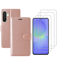 Ntech Hoesje geschikt voor Samsung Galaxy A36 bookcase Rosegoud - Met screenprotector - 3x