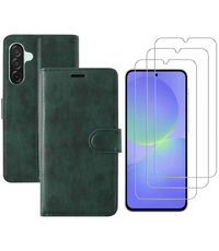 Ntech Hoesje geschikt voor Samsung Galaxy A36 bookcase Groen - Met screenprotector - 3x