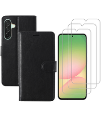 Ntech Hoesje geschikt voor Samsung Galaxy A56 bookcase Zwart - Met screenprotector - 3x