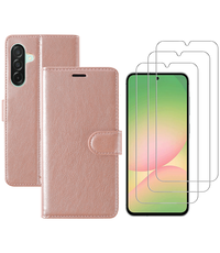 Ntech Hoesje geschikt voor Samsung Galaxy A56 bookcase Rosegoud - Met screenprotector - 3x