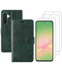 Ntech Hoesje geschikt voor Samsung Galaxy A56 bookcase Groen - Met screenprotector - 3x