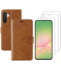 Ntech Hoesje geschikt voor Samsung Galaxy A56 bookcase Bruin - Met screenprotector - 3x