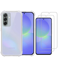 Ntech Hoesje geschikt voor Samsung A36 transparant Anti Shock silicone Met Screenprotectors