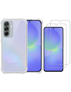 Ntech Hoesje geschikt voor Samsung A36 transparant Anti Shock silicone Met Screenprotectors