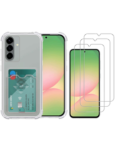 Ntech Transparant hoesje met Pasjeshouder geschikt voor Samsung Galaxy A56 Met Screenprotectors