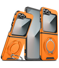 Ntech Hoesje Geschikt voor Samsung Galaxy Z Flip 7 FE - Flip 6  hoesje Oranje