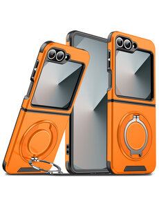 Ntech Hoesje Geschikt voor Samsung Galaxy Z Flip 7 FE - Flip 6  hoesje Oranje