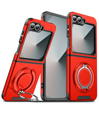 Ntech Hoesje Geschikt voor Samsung Galaxy Z Flip 7 FE - Flip 6  hoesje Rood