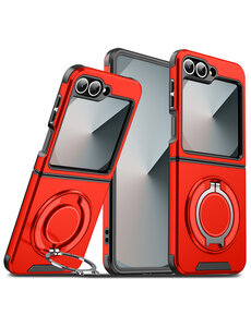 Ntech Hoesje Geschikt voor Samsung Galaxy Z Flip 7 FE - Flip 6  hoesje Rood