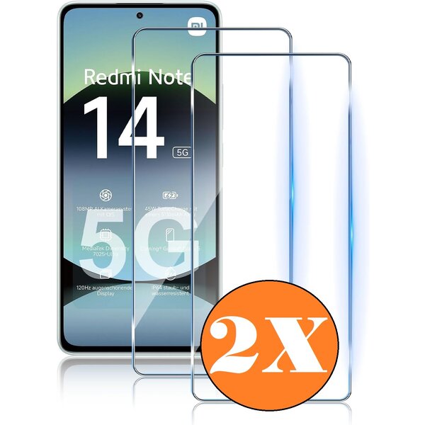 Ntech Screenprotector geschikt voor Xiaomi Redmi Note 14 5G Screen Protector - gehard Glas Tempered Glass - 2 Stuks
