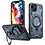 Ntech Magsafe Hoesje Geschikt voor iPhone 16e / iPhone 17e Hoesje Blauw - Armor Hoesje met Met Draaibare Ring Houder