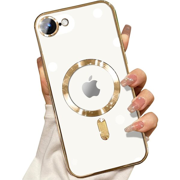 Ntech Magsafe Hoesje Geschikt Voor iPhone 16e / iPhone 17e hoesje Goud - Lens beschermer backcover