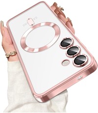Ntech Hoesje Geschikt voor Samsung Galaxy S25 Magsafe hoesje backcover Rose Goud