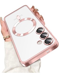 Ntech Hoesje Geschikt voor Samsung Galaxy S25 Magsafe hoesje backcover Rose Goud