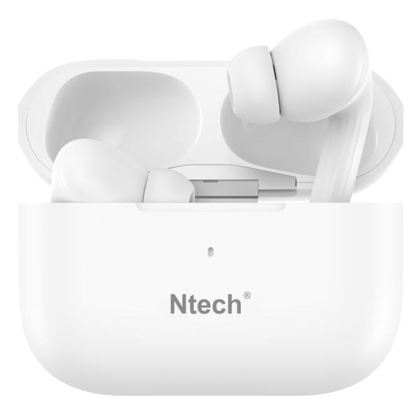 Ntech Ntech - draadloze oordopjes - Wit - met Active Noise Cancelling Fi5- bluetooth oortjes - Draadloze oortjes bluetooth