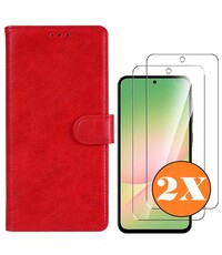 Ntech Hoesje geschikt voor Samsung Galaxy A56 5G hoesje Rood pasjeshouder telefoon hoes