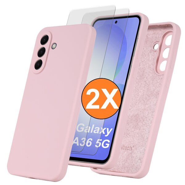 Ntech Hoesje geschikt voor Samsung Galaxy A36 Hoesje siliconen Pink Sand siliconen hoesje TPU - met Samsung A36 Screenprotector - 2 stuks