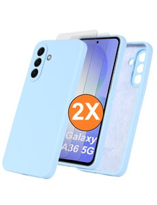 Ntech Hoesje geschikt voor Samsung Galaxy A36 Hoesje siliconen  Licht  Blauw