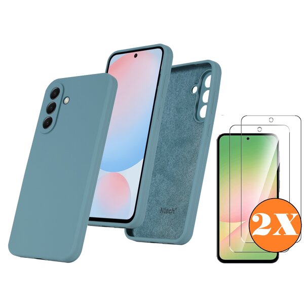 Ntech Hoesje geschikt voor Samsung Galaxy A56 Hoesje siliconen Pine Groen siliconen hoesje TPU - met Samsung A56 Screenprotector - 2 stuks