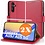 Ntech Hoesje geschikt voor Samsung Galaxy A15 5G hoesje Rood pasjeshouder telefoon hoes - Met screenprotector tempered glass voor Galaxy A15 5G - 2x