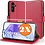 Ntech Hoesje geschikt voor Samsung Galaxy A55 5G hoesje Rood pasjeshouder telefoon hoes - Met screenprotector tempered glass voor Galaxy A55 5G - 2x