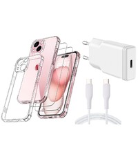 Ntech USB C Adapter - USB C Snellader 20W Met 1m Kabel iPhone 15 Hoesje