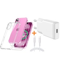 Ntech USB C Adapter - USB C Snellader 20W Met 1m Kabel iPhone 16 Hoesje