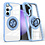Ntech Magsafe Hoesje Geschikt voor Samsung Galaxy S23 FE hoesje Blauw Transparant - Met kickstand Draaibare Ring Houder