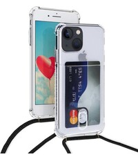 Ntech Hoesje met koord en pashouder Geschikt voor iPhone 16 Transparant Shockproof