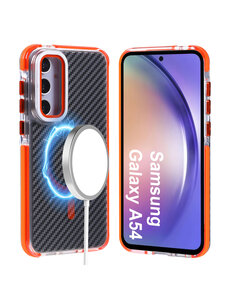 Ntech Magsafe Hoesje Geschikt voor Samsung A54 hoesje Oranje