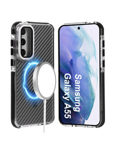 Ntech Magsafe Hoesje Geschikt voor Samsung A55 hoesje Zwart