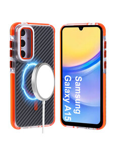 Ntech Magsafe Hoesje Geschikt voor Samsung A15 hoesje Oranje