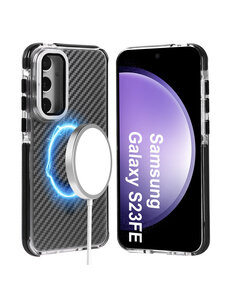 Ntech Magsafe Hoesje Geschikt voor Samsung S23 FE hoesje Zwart