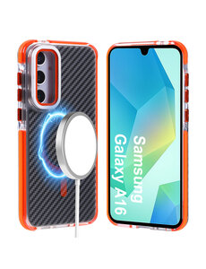 Ntech Magsafe Hoesje Geschikt voor Samsung A16 4G / 5G hoesje Oranje