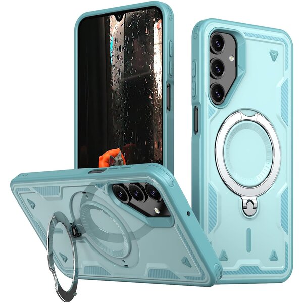 Ntech Magsafe Hoesje Geschikt voor Samsung Galaxy S23 Plus Hoesje Lake Blauw - Armor Hoesje met Met Draaibare Ring Houder