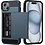 Ntech Hoesje Geschikt voor iPhone 15 Hoesje Navy - shockproof Backcover met pasjeshouder - Ruimte voor 2 pasjes