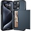 Ntech Hoesje Geschikt voor iPhone 15 Pro Hoesje Navy - shockproof Backcover met pasjeshouder - Ruimte voor 2 pasjes
