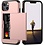 Ntech Hoesje Geschikt voor iPhone 13 Hoesje Rose Goud - shockproof Backcover met pasjeshouder - Ruimte voor 2 pasjes