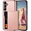 Ntech Hoesje Geschikt voor Samsung Galaxy S24 FE Hoesje Rose Goud - shockproof Backcover met pasjeshouder - Ruimte voor 2 pasjes