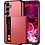 Ntech Hoesje Geschikt voor Samsung Galaxy S24 FE Hoesje Rood - shockproof Backcover met pasjeshouder - Ruimte voor 2 pasjes