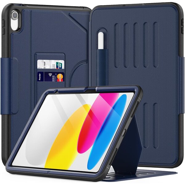 Ntech  Tablet Hoes Geschikt Voor iPad A16 hoes 11th Generation 11 Inch 2025 - iPad 2022 10,9 10e Generatie Blauw - iPad 2022 hoes met Multi-Angle Magnetic Stand, Auto Sleep/Wake, Pencil Houder - Extra Stevig - Schokbestendig