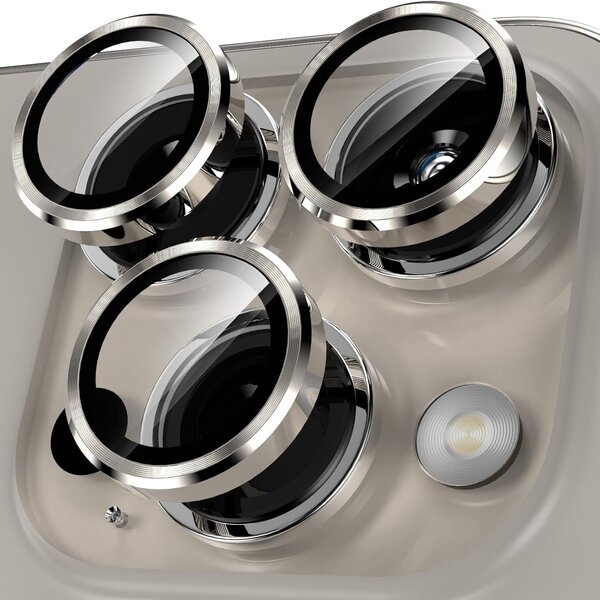 Ntech iPhone 15 Pro / 15 Pro Max Camera Lens Screen Protector Titanium Natural - Screenprotector - Camera Protector iPhone 15 Pro