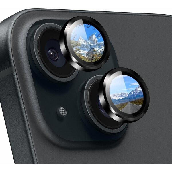 Ntech iPhone 15 / 15 Plus Camera Lens Screen Protector Zwart - Screenprotector - Camera Protector iPhone 15