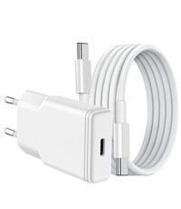Ntech USB C Adapter 20W snellader met (1m) USB C naar USB C kabel