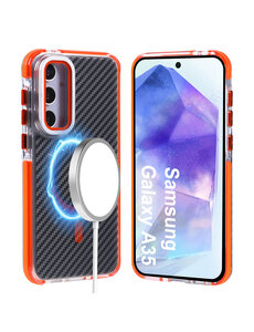 Ntech Magsafe Hoesje Geschikt voor Samsung A35 hoesje Oranje