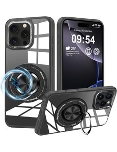 Ntech Magsafe Hoesje Geschikt voor iPhone 16 Pro hoesje Zwart Transparant