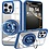 Ntech Magsafe Hoesje Geschikt voor iPhone 16 Pro Max hoesje Blauw Transparant - Met kickstand Draaibare Ring Houder